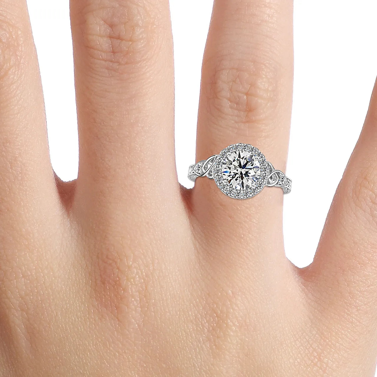 Maeve Platinum Halo Engagement Ring