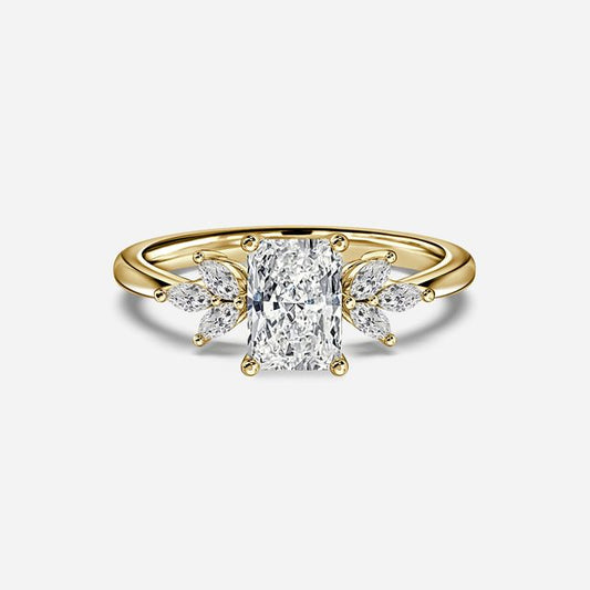 Adriana Yellow Gold Flower Engagement Ring