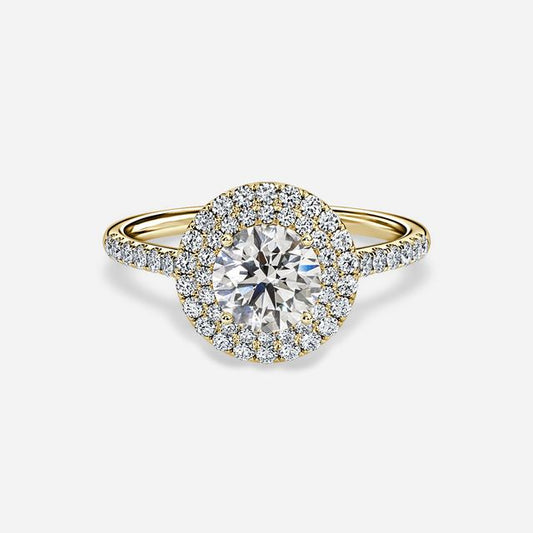 Isoke Yellow Gold Halo Engagement Ring