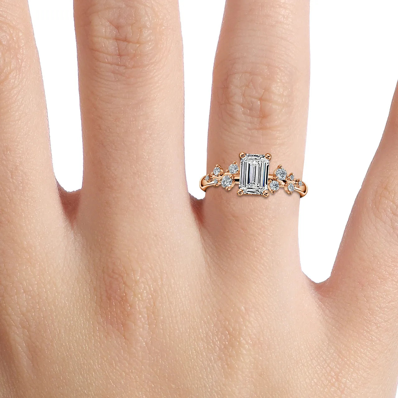 Morning Star Rose Gold Cluster Engagement Ring