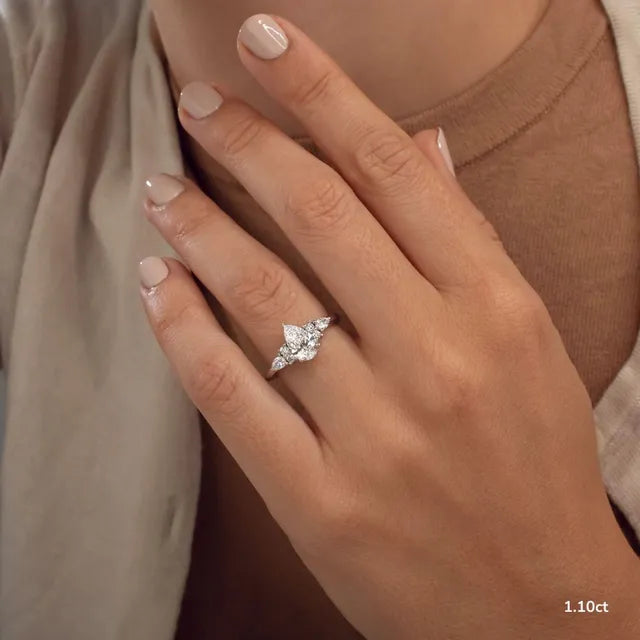 Nanami Platinum Trilogy Cluster Engagment Ring