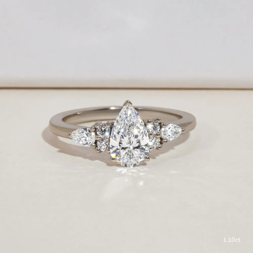 Nanami Platinum Trilogy Cluster Engagment Ring