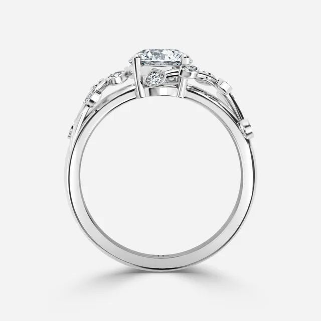 Secret Garden White Gold Flower Engagement Ring