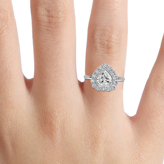 Aruna Platinum Halo Engagement Ring