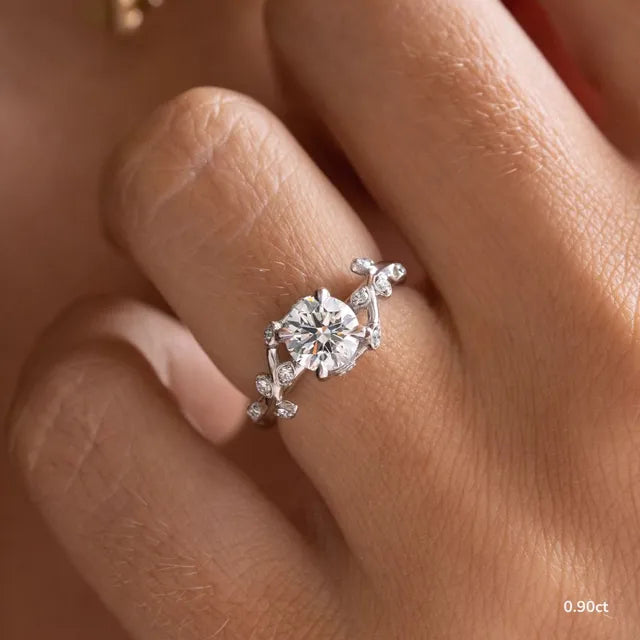 Secret Garden White Gold Flower Engagement Ring