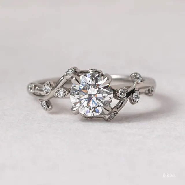 Secret Garden White Gold Flower Engagement Ring