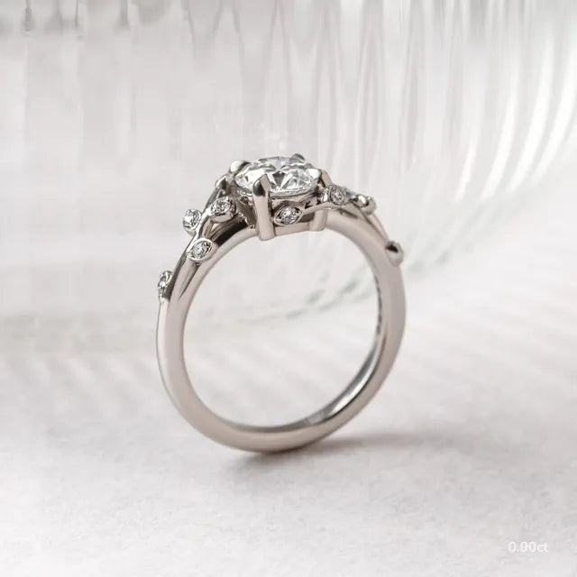 Secret Garden White Gold Flower Engagement Ring