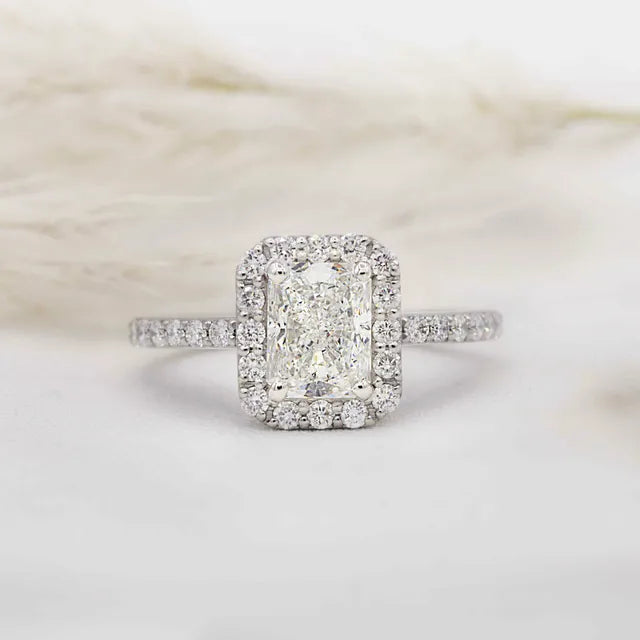 Maya Platinum Halo Engagement Ring