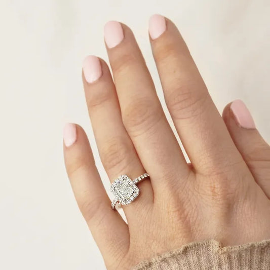 Maya Platinum Halo Engagement Ring