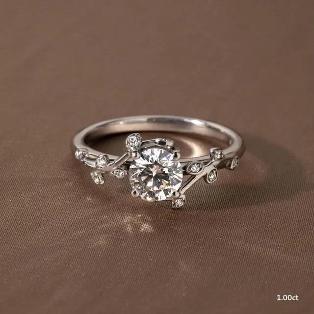 Secret Garden White Gold Flower Engagement Ring